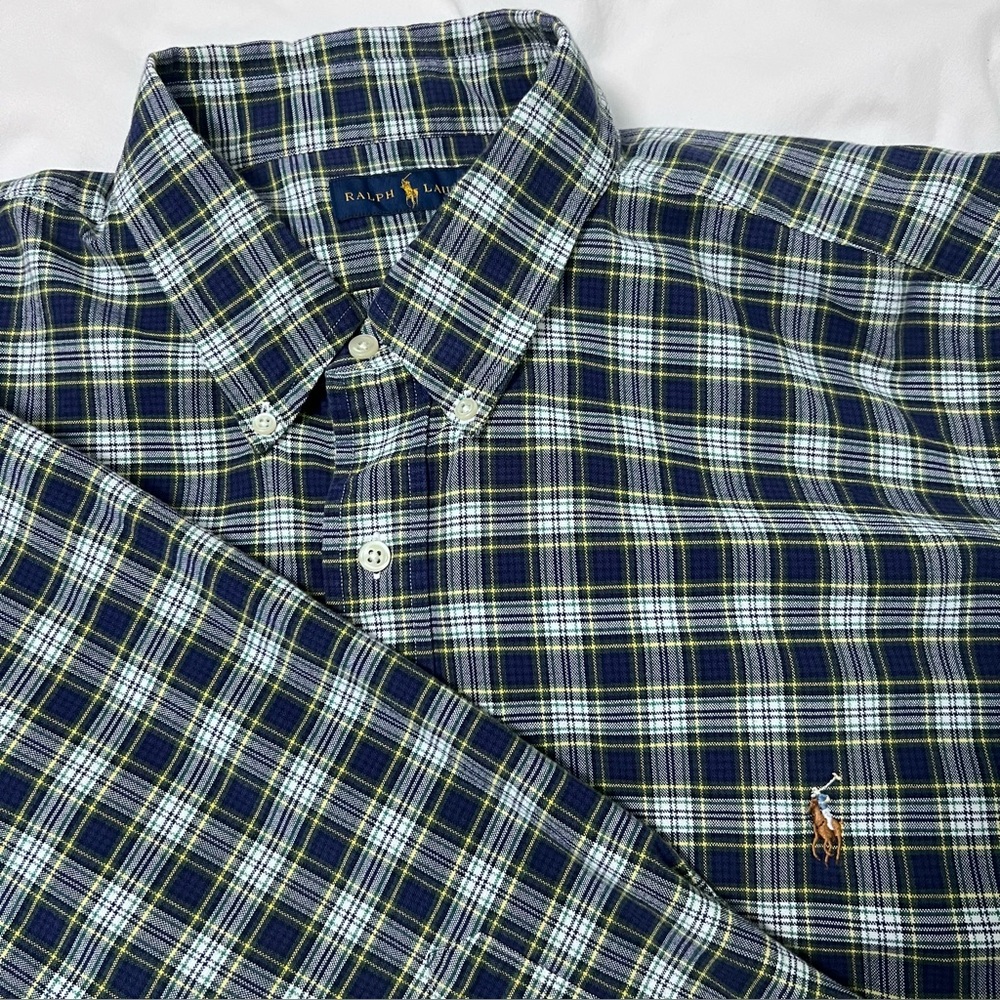 RALPH LAUREN Men’s Plaid Flesh Colored PONY Button Down Shirt - Size 2XB/TG